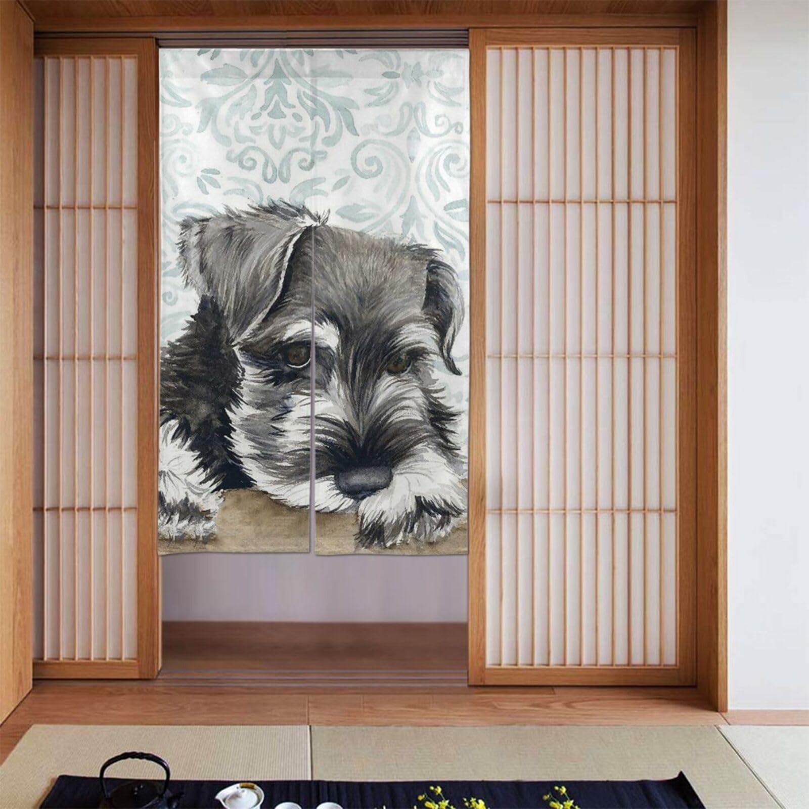 Amazon｜のれん ミニチュアシュナウザー 犬 ドアカーテン 暖簾